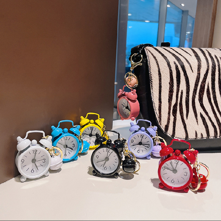 Mini alarm clock key chain pendant creative car Ladies Bag key Ring small gift - Key Ring